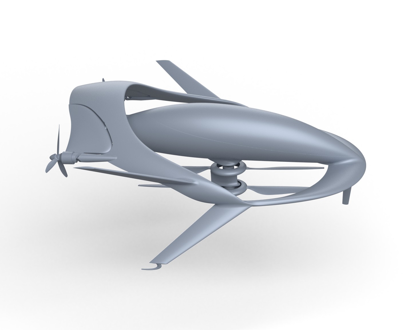 EIFAST: a ring wing around two counter-rotating lift propellers, with pushers at the wing roots
